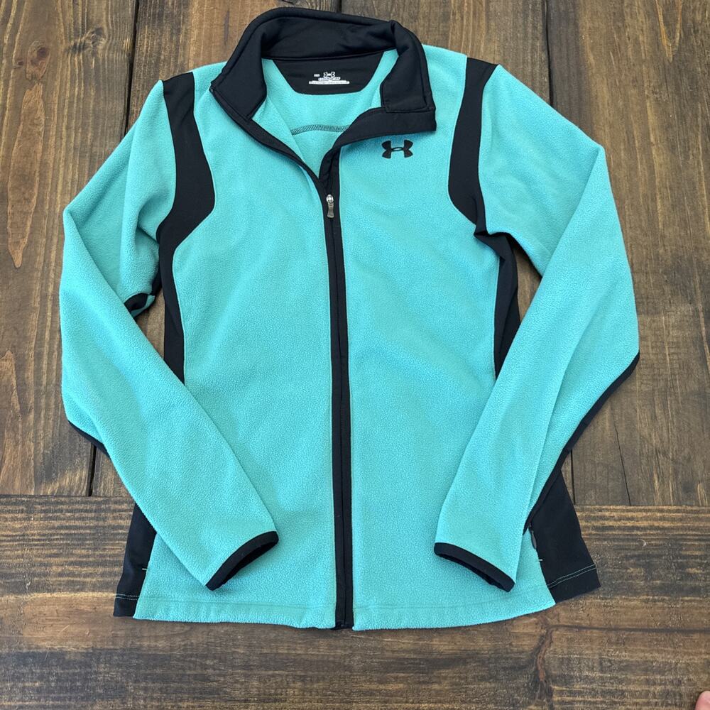Under Armour women’s fleece jacket size XS green/black cold gear zip up
